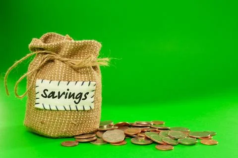Sack full of coins Stock Photos