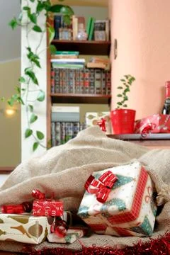 An sack full of gifts. Foto stock