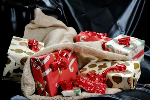An sack full of gifts. Stock Photos