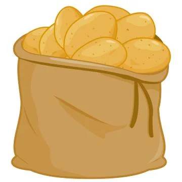 Sack full of raw potatoes. Vector illustration. Stock Illustration