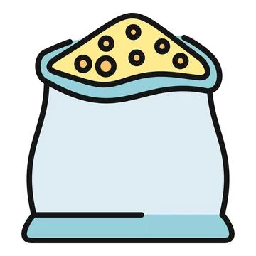 Sack of grain flour with yellow dots icon Stock Illustration