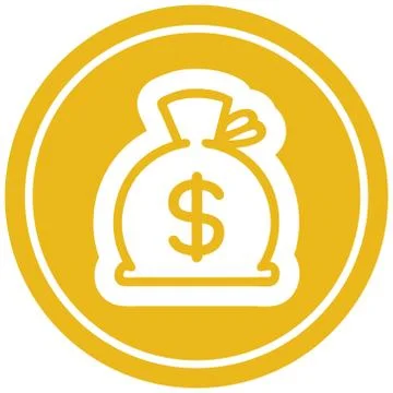 Sack of money circular icon Stock Illustration