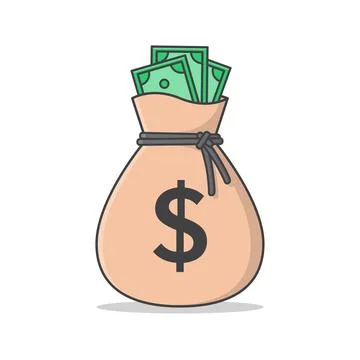 Sack Of Money Vector Icon Illustration. Money Bag Flat Icon Stock Illustration