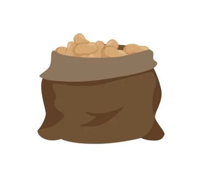 Sack with Potato Isolated Cartoon Vector Icon 스톡 일러스트