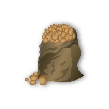 A sack of potatoes on white background Stock Illustration