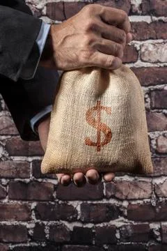 Sack With Red Dollar Stock Photos