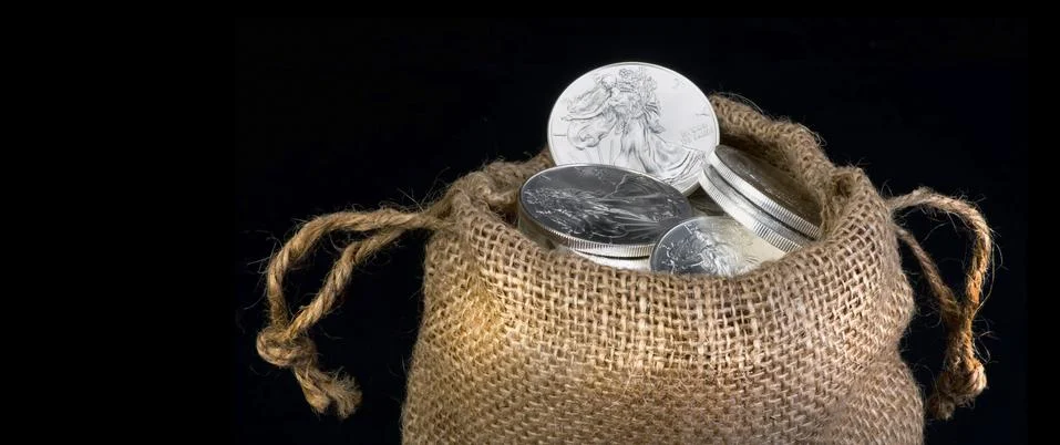 Sack Of Silver . Foto stock