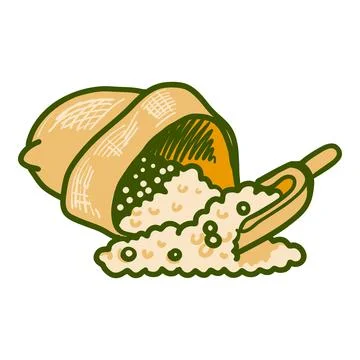 Sack of soybean icon, hand drawn style Illustrazione stock