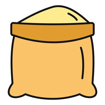 Sack storing flour or grain flat icon Stock Illustration