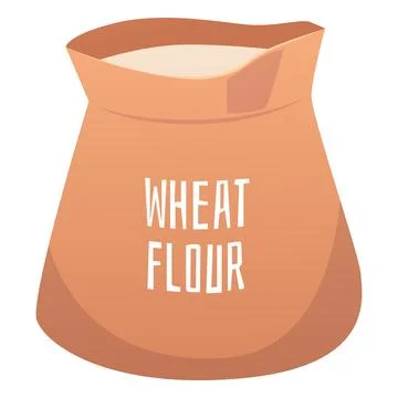 Sack with wheat flour flat vector icon, bag of wheat cereal flour, cartoon bread Stock Illustration