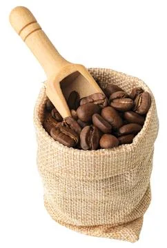 Sackful of coffee beans Stock Photos