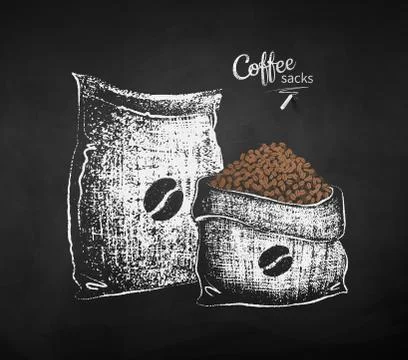Sacks with coffee beans Stock Illustration