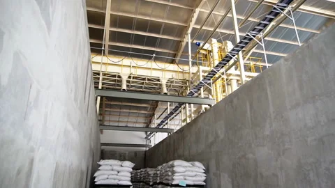 Sacks Of Grain In An Agricultural Elevator Ready For Trade. Indonesia Stock Footage 149779392