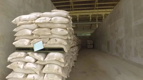 Sacks Of Grain In An Agricultural Elevator Ready For Trade. Indonesia 스톡 동영상 149782411