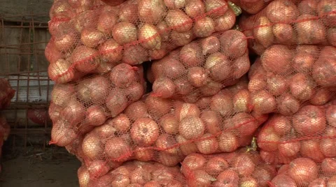 Sacks of onion Stock Footage 41131775