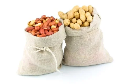 Sacks of peanut Stock Photos
