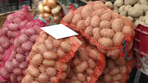Sacks of Potatoes Stock Footage 44261110