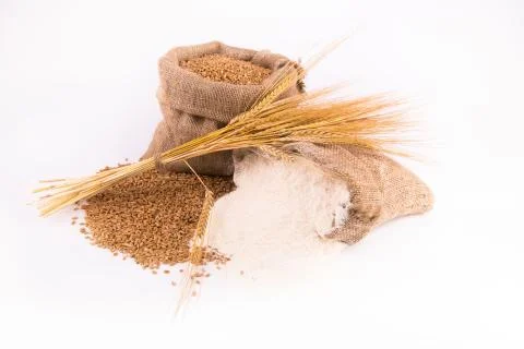 Sacks of wheat grains 스톡 사진