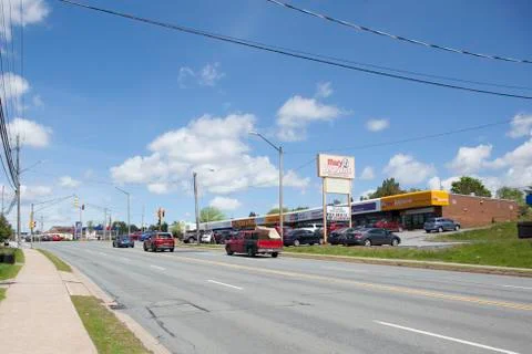 Sackville Drive, Nova Scotia with a small strip mall Stock Photos