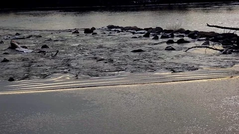 Saco River fish ladder. Fish ladders allow fish to bypass dams for access to Stock Footage 327540616