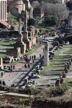 Via sacra crowded by visitors in Rome Stock Photos