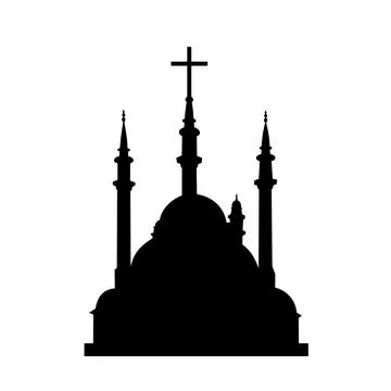 Sacral and religious building and architecture of Islam and Christianity Ilustración de archivo