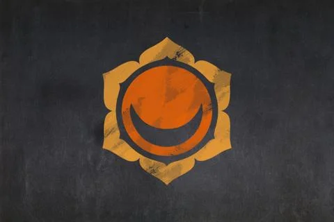 Sacral Chakra drawn on a blackboard Stock Illustration