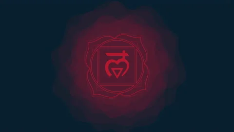 Sacral chakra of Muladhara sign. Icon with rounded circle smoke aura. Yoga sy 動画素材 159334509