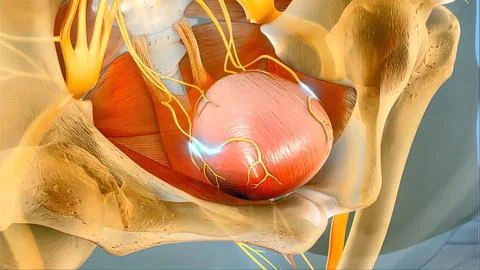 Sacral nerve stimulation, also known as sacral neuromodulation, Stock Illustration