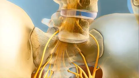 Sacral nerve stimulation, also known as sacral neuromodulation, Stock Illustration