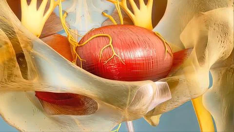 Sacral nerve stimulation, also known as sacral neuromodulation, Illustrazione stock