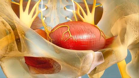 Sacral nerve stimulation, also known as sacral neuromodulation, Stock Illustration