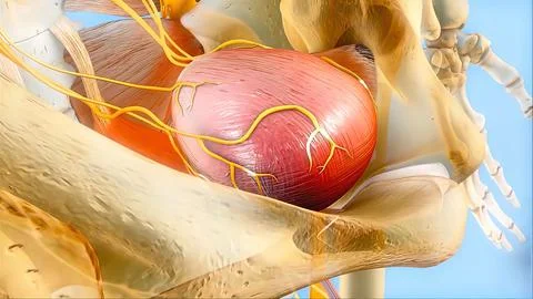 Sacral nerve stimulation, also known as sacral neuromodulation, Illustrazione stock