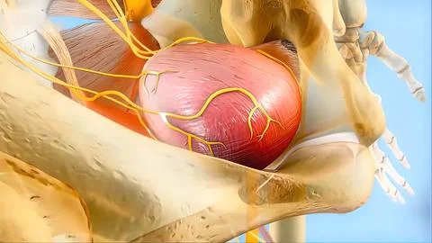 Sacral nerve stimulation, also known as sacral neuromodulation, Stock Illustration