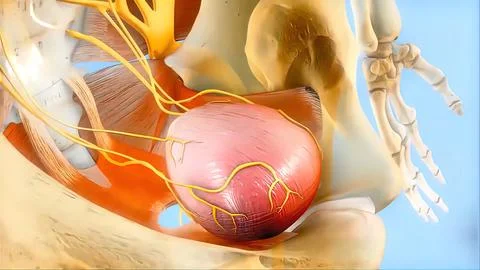 Sacral nerve stimulation, also known as sacral neuromodulation, Illustrazione stock