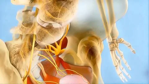 Sacral nerve stimulation, also known as sacral neuromodulation, Stock Illustration
