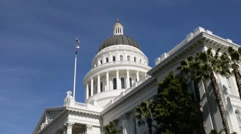Sacramento Capitol Building of California Pan Left to Right Stock Footage