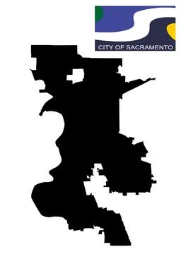 Sacramento city map flag vector silhouette Ilustração Stock