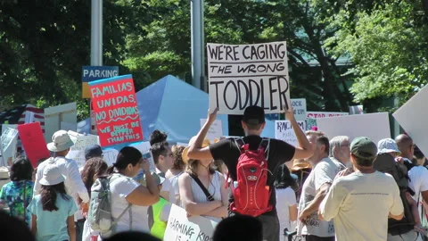 Sacramento Immigrant demonstration, crowd of demonstrators Stock Footage 153107852