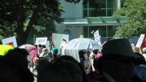 Sacramento Immigrant demonstration, crowd of demonstrators Video stock 153108142