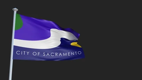Sacramento - Loopable 3D flag animation with Alpha Channel and Transparency f Stock Footage 91053061