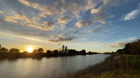 Sacramento River Delta Sunset Stock Footage 148405986