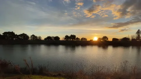 Sacramento River Delta Sunset Stock Footage 148406003