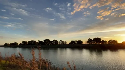 Sacramento River Delta Sunset Stock Footage 148406027