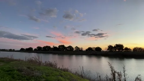 Sacramento River Delta Sunset Stock Footage 148406065