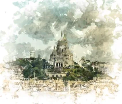 Sacre Coer, Paris イラスト素材