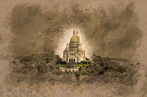 Sacre Coer, Paris Stockillustratie