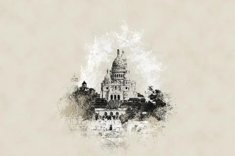 Sacre Coer, Paris Stockillustratie
