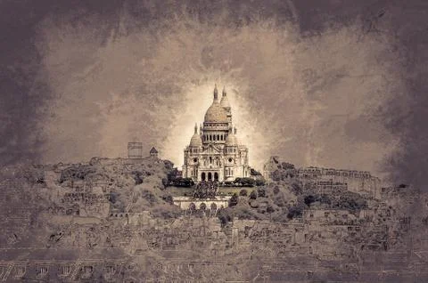 Sacre Coer, Paris Ilustração Stock