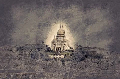 Sacre Coer, Paris Stockillustratie